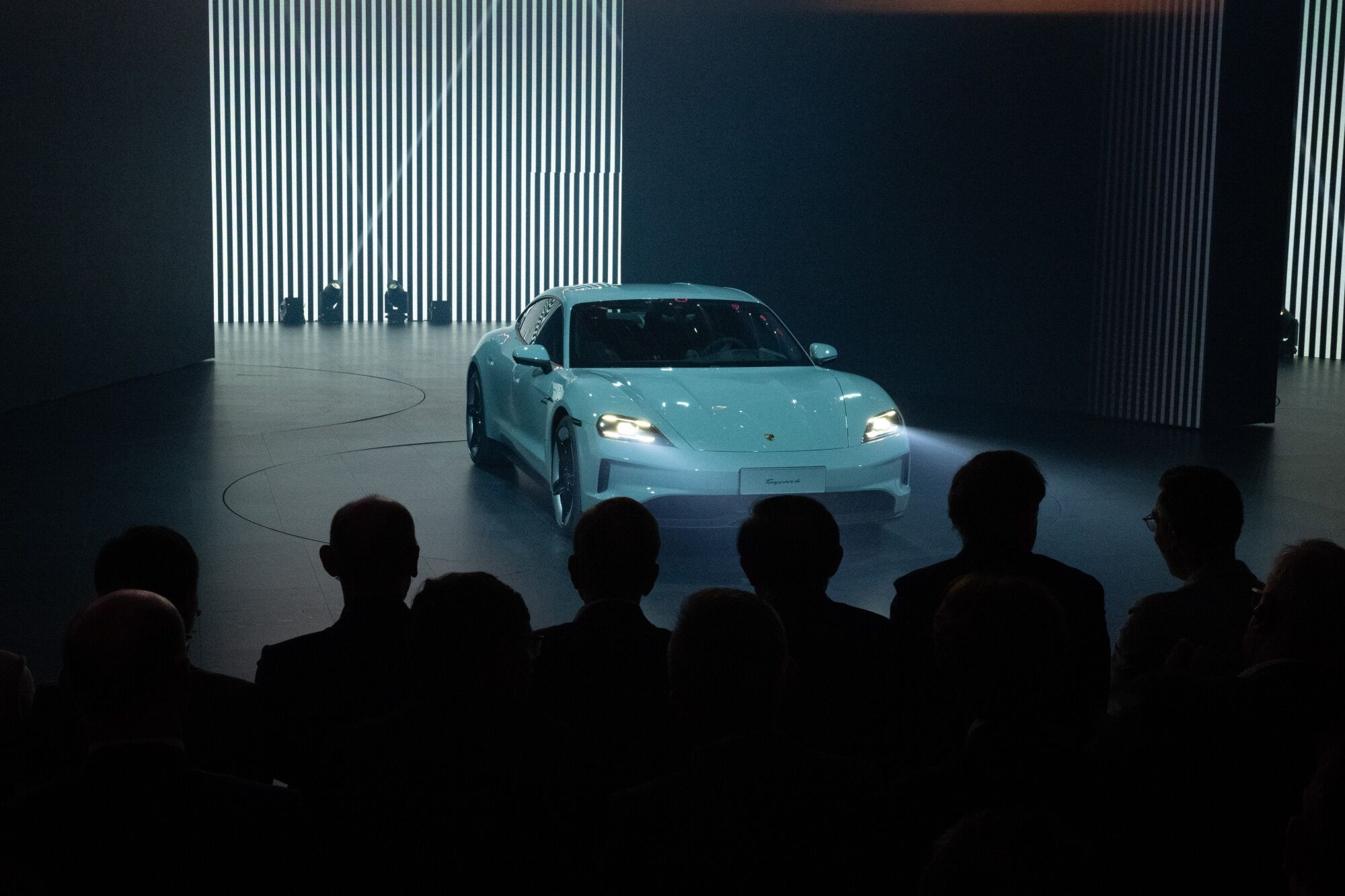 A Porsche Taycan at an event in Beijing in April. Photo: Bloomberg