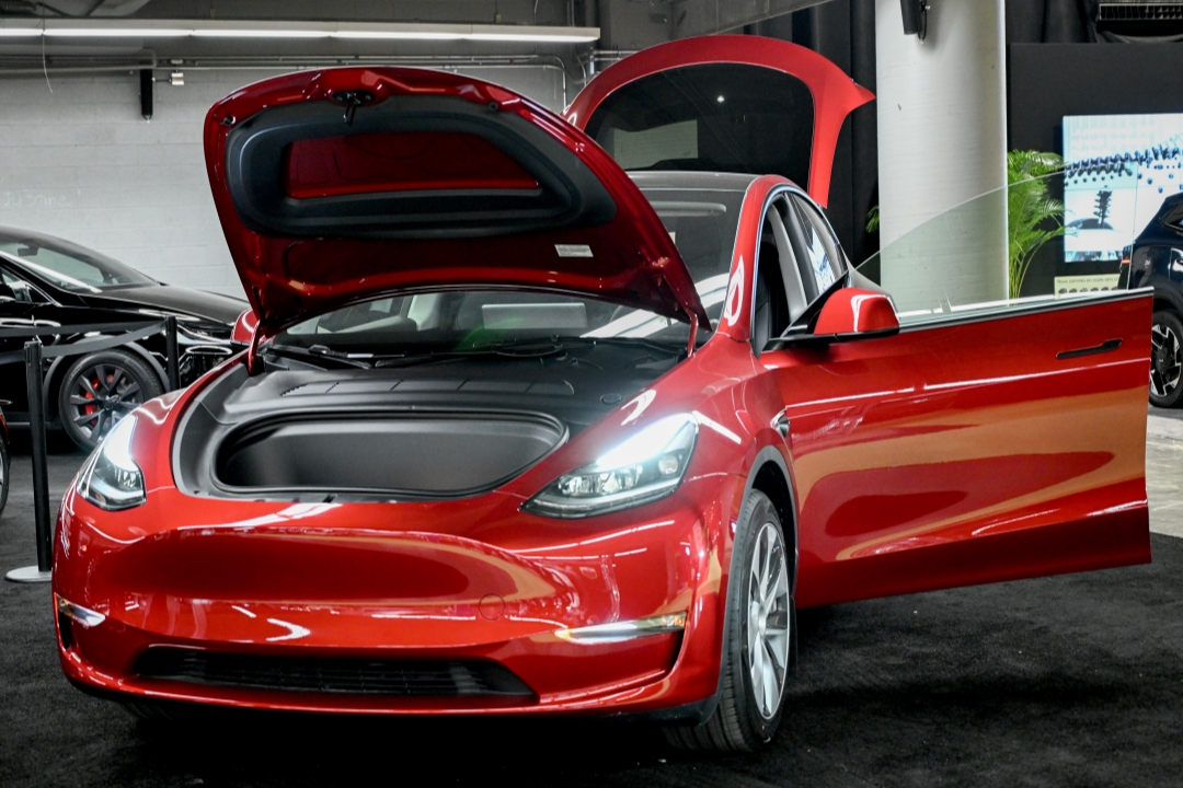 A Tesla Model Y at the Montreal Electric Vehicle Show in Montreal, Canada on April 19. Photo: VCG